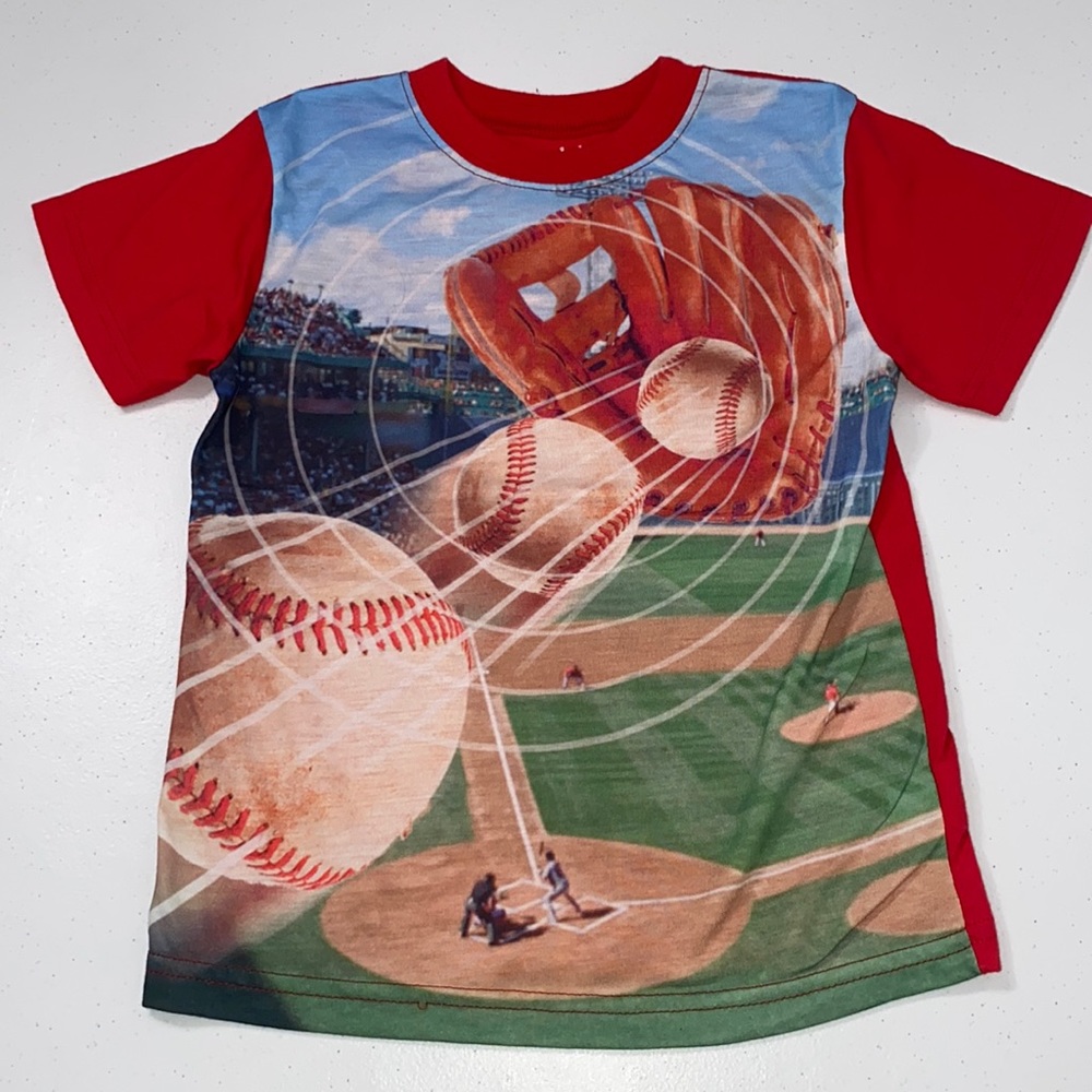Garanimals Toddler Boy Red Short Sleeve Sports Baseball Shirt Size 5t - Picture 1 of 3